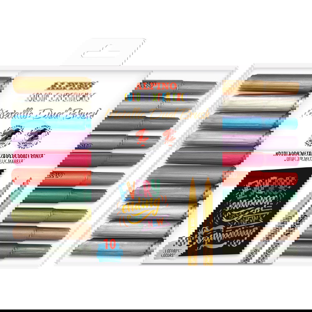 Žymeliai ALPINO Color experience metallic dual brush 10 spalvos