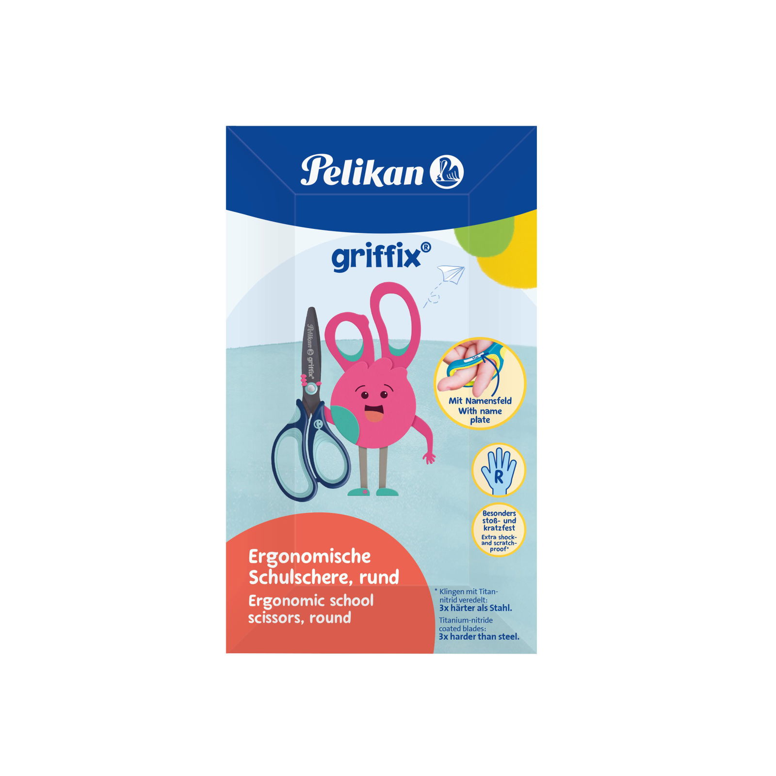 Žirklės bukais galais GRIFFIX "R", 14 cm blue