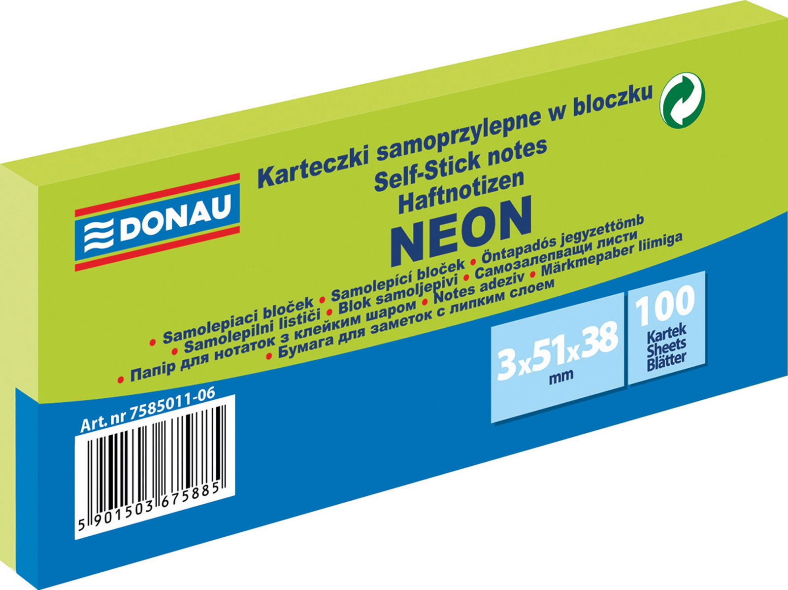 Lipnūs lapeliai neon žali 51x38 mm, 100x3 vnt