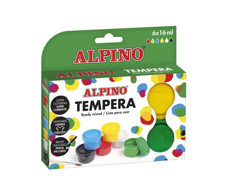Guašas  su teptuku ALPINO 6 sp. x 16 ml