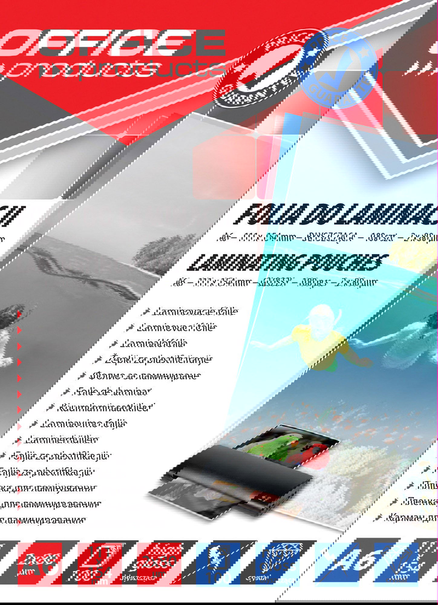 Laminavimo vokeliai A6 , 80 mic 100 vnt