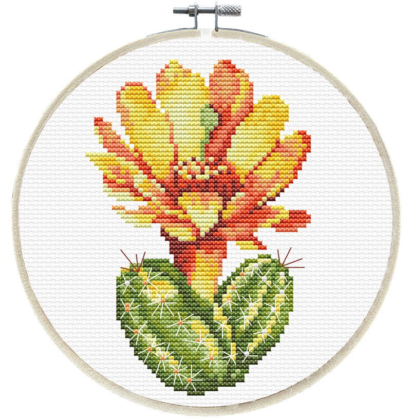 Siuvinėjimo kryželiu rinkinys YELLOW CACTUS 15 cm