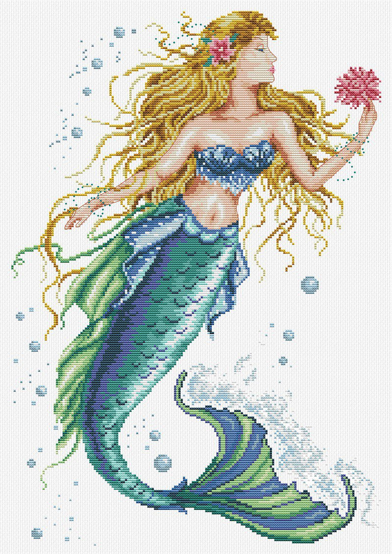 Siuvinėjimo kryželiu rinkinys MERMAID WISH 30x43.2 cm
