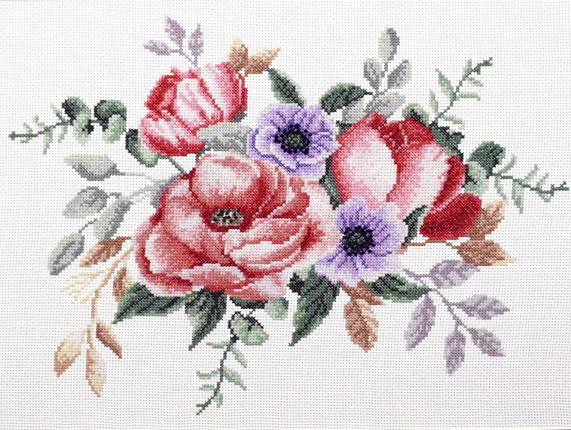 Siuvinėjimo kryželiu rinkinys ELEGANT BOUQUET 34.2x25.2 cm