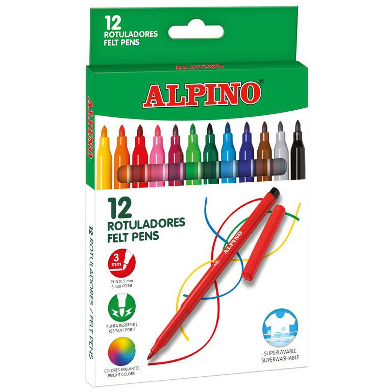 Flomasteriai ALPINO, 12 sp.