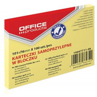 Lipnūs lapeliai Office Products, 101x76 mm, 100 vnt, gelsvi
