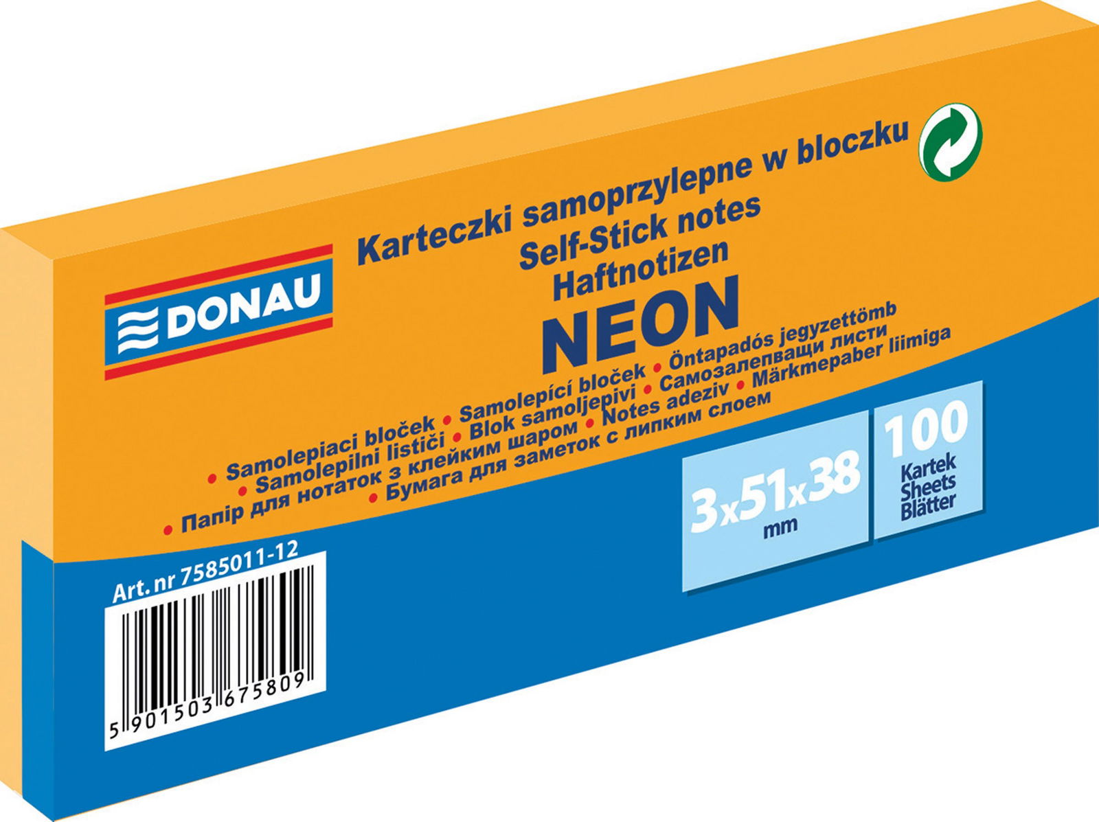 Lipnūs lapeliai neon oranžiniai, 51x38 mm, 3x100 vnt