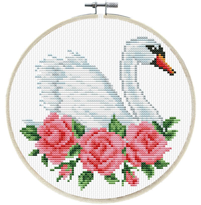 Siuvinėjimo kryželiu rinkinys ROSE SWAN 15 cm
