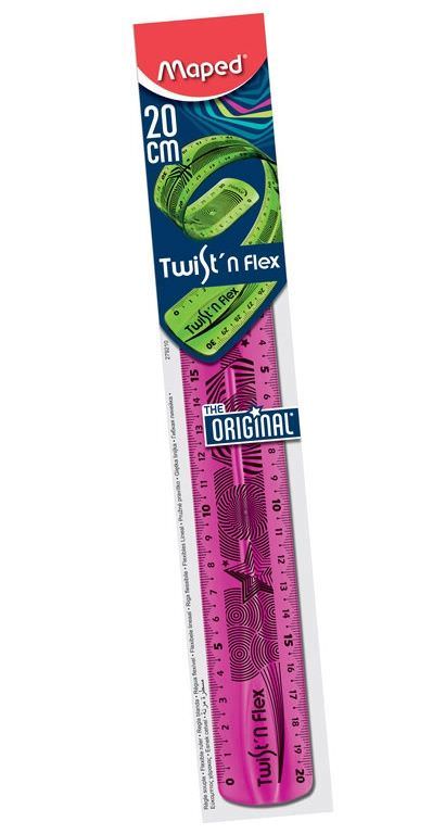 Liniuotė MAPED TWIST N FLEX, įv. spalvų, 20 cm
