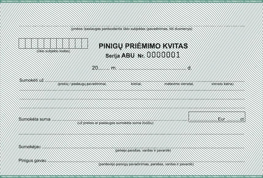 Pinigų priėmimo kvitas su numeracija, A5 x 50 kompl.