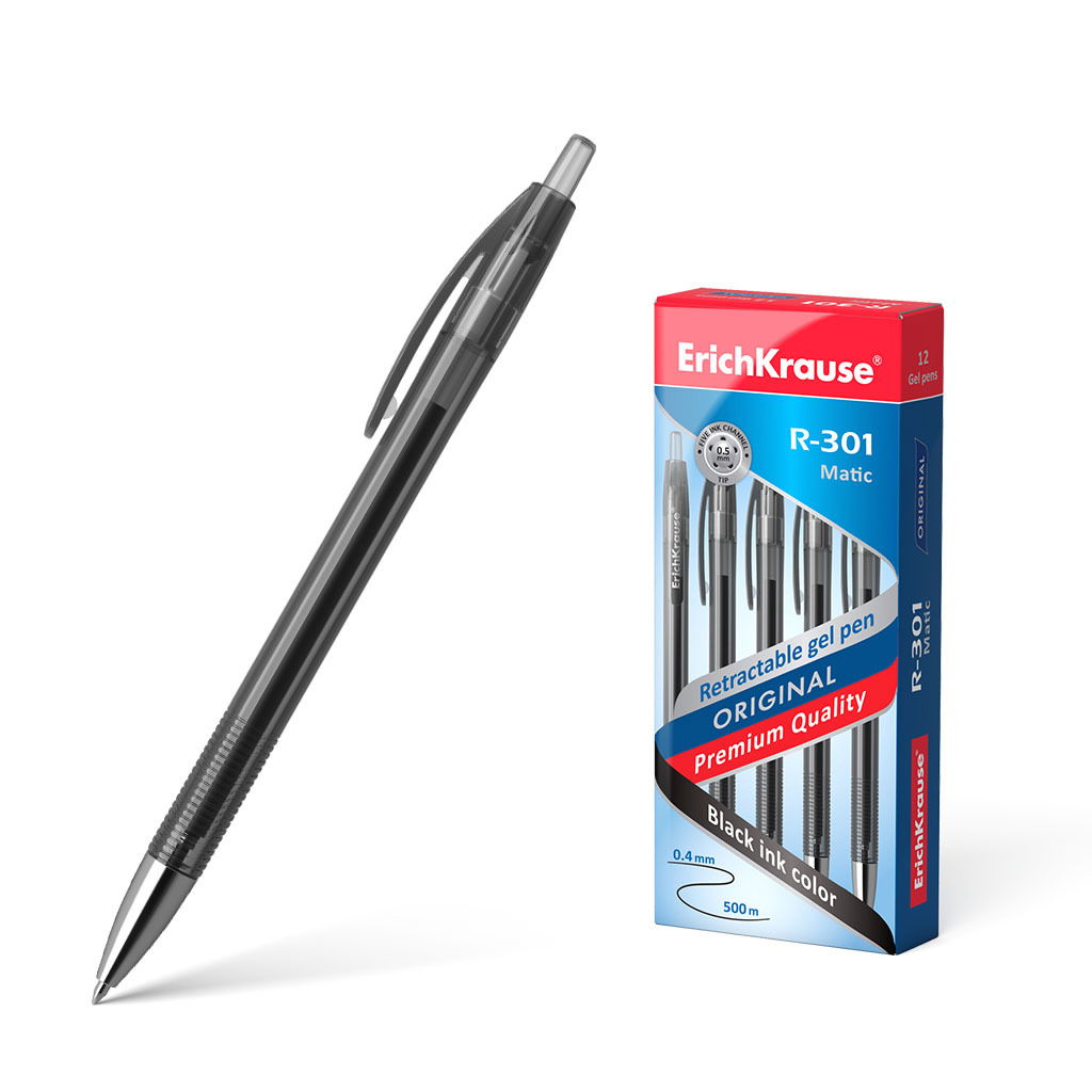 Automatinis gelinis rašiklis ERICH KRAUSE Original gel matic R-301, juodos sp., 0,5 mm