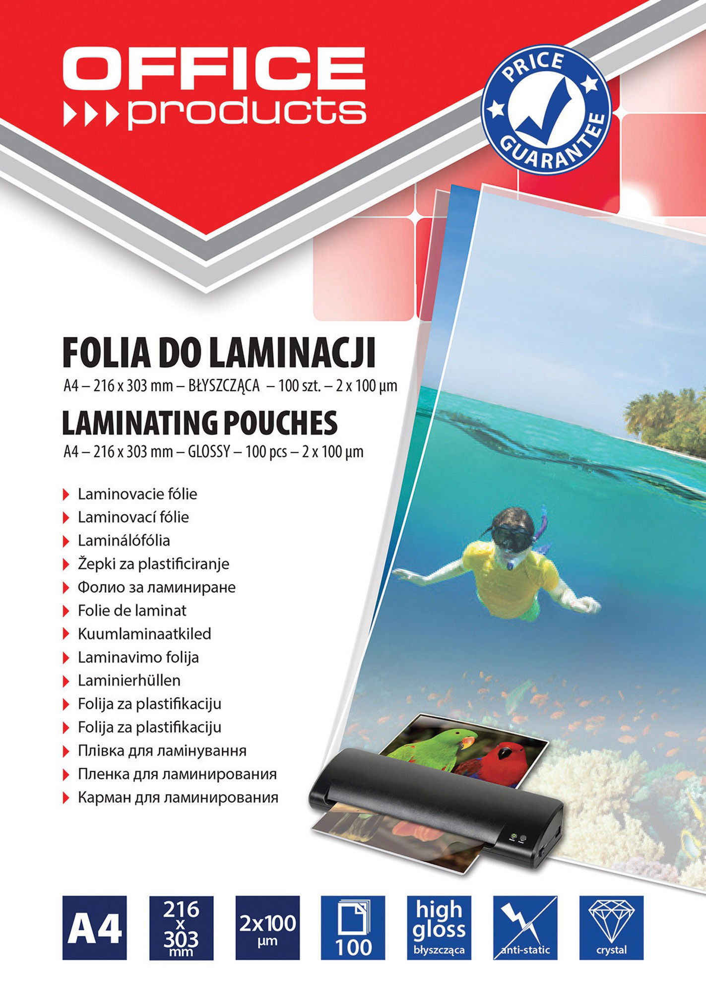 Laminavimo vokeliai A4 100 mic 100 vnt