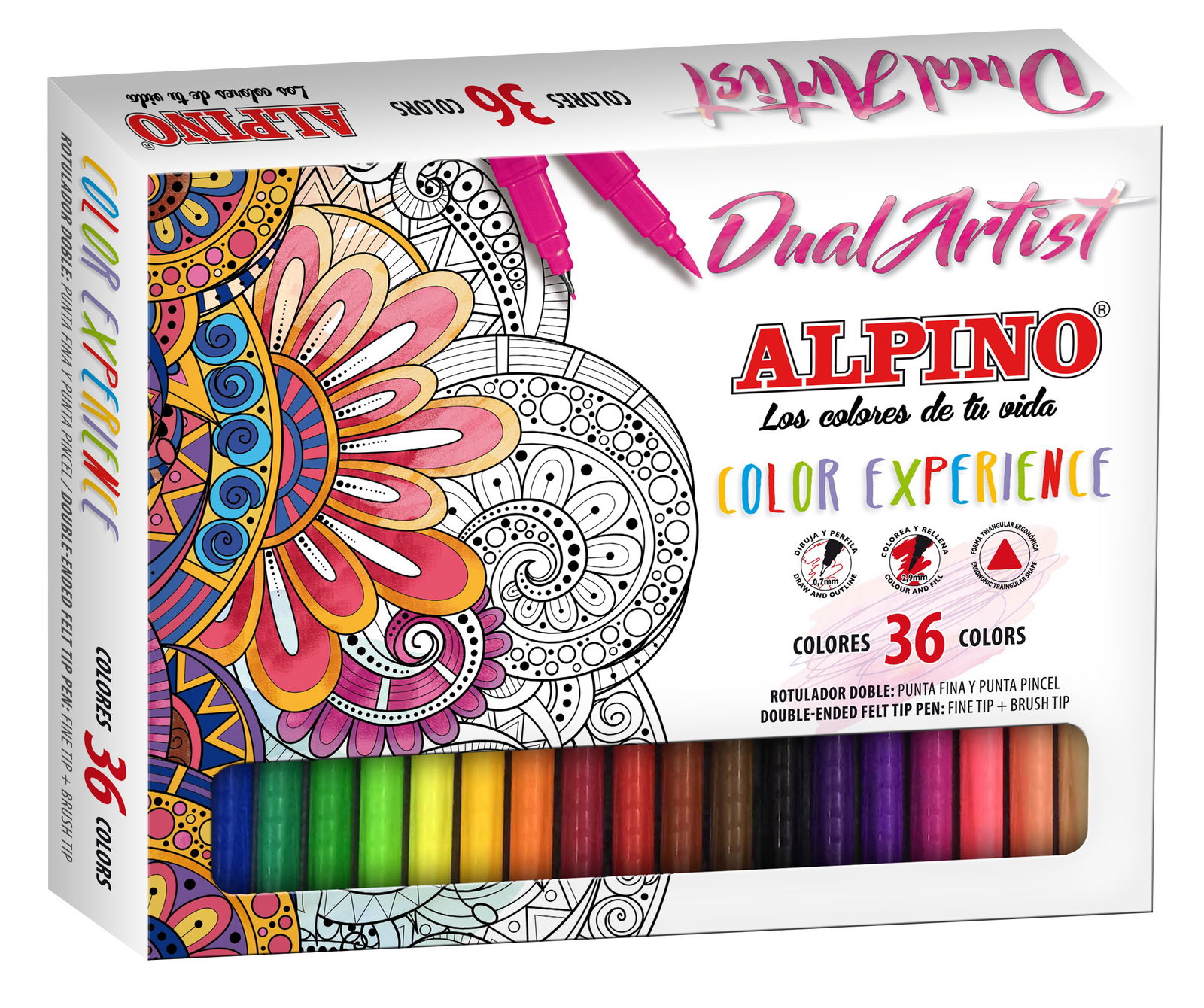 Flomasteriai ALPINO Color dual artist 36 spalvos