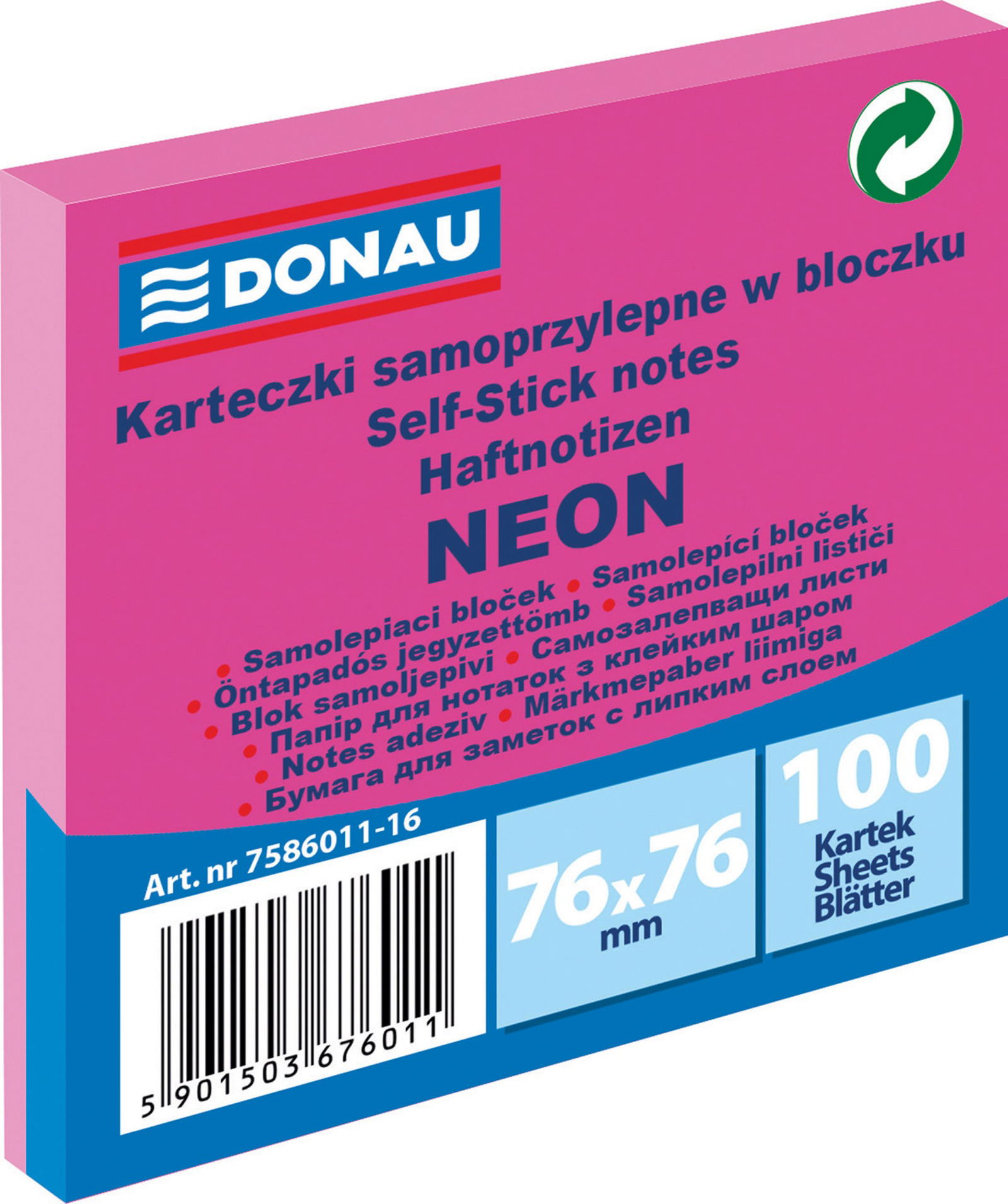 Lipnūs lapeliai  neon rausvi  76x76 mm, 100 vnt