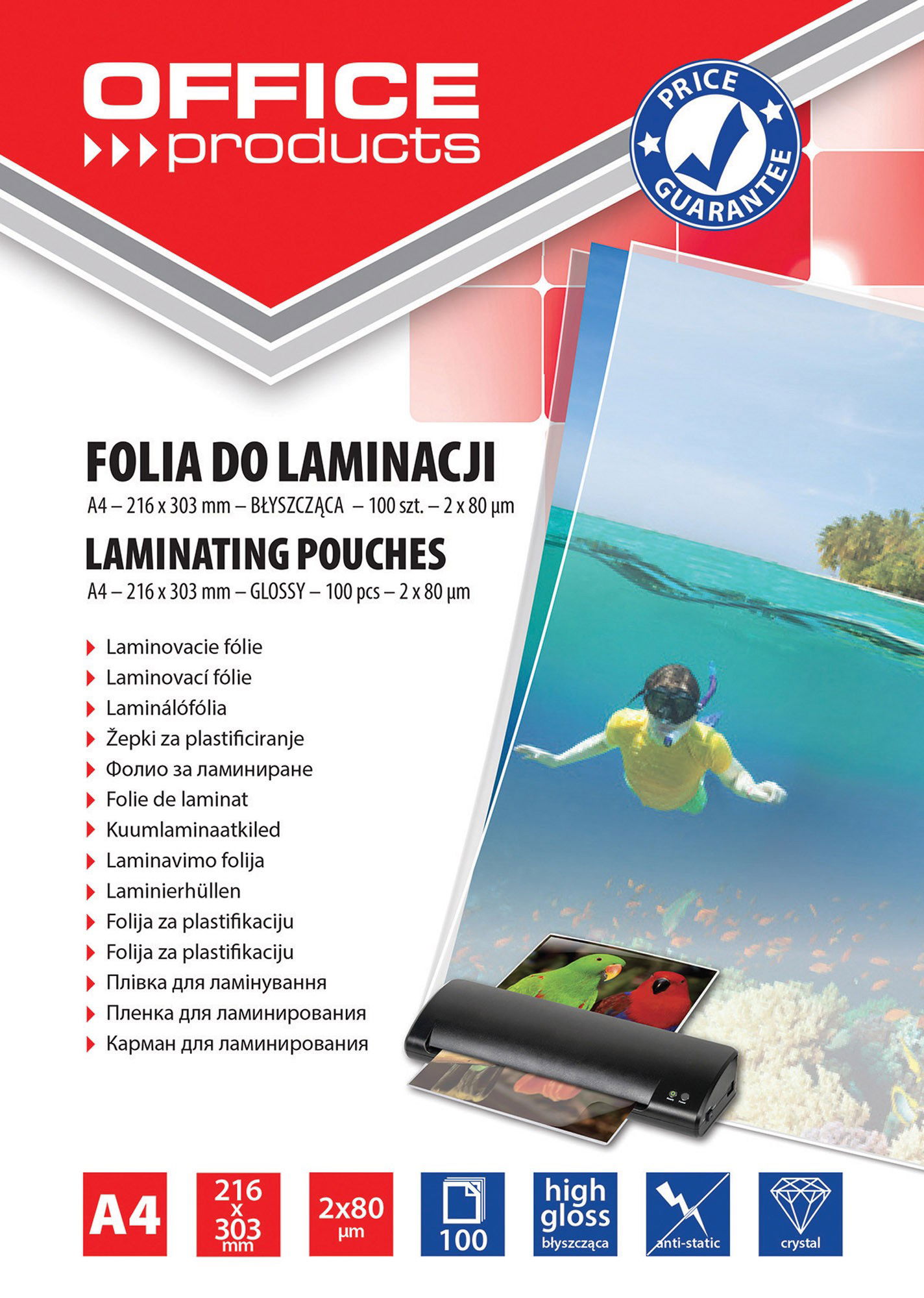 Laminavimo vokeliai A4 80 mic 100 vnt
