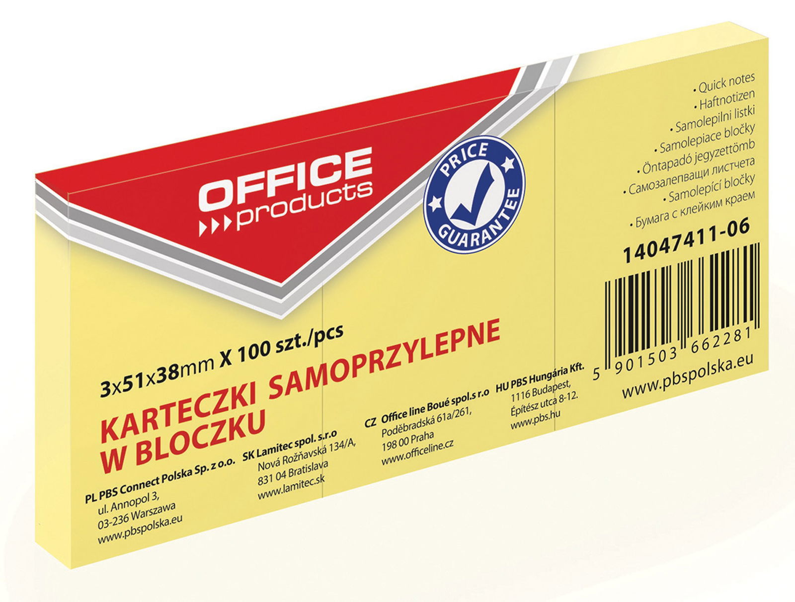 Lipnūs lapeliai Office Products, 51x38x3/100 gel.OFFICEprodu
