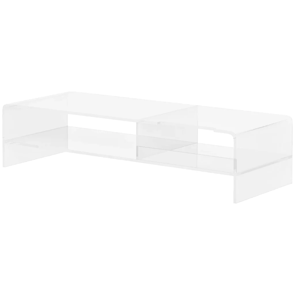 Monitoriaus stovas, skirtas monitoriams iki 24 colių, nešiojamiesiems kompiuteriams iki 5 kg, akrilinis, 50,8x19x12 cm