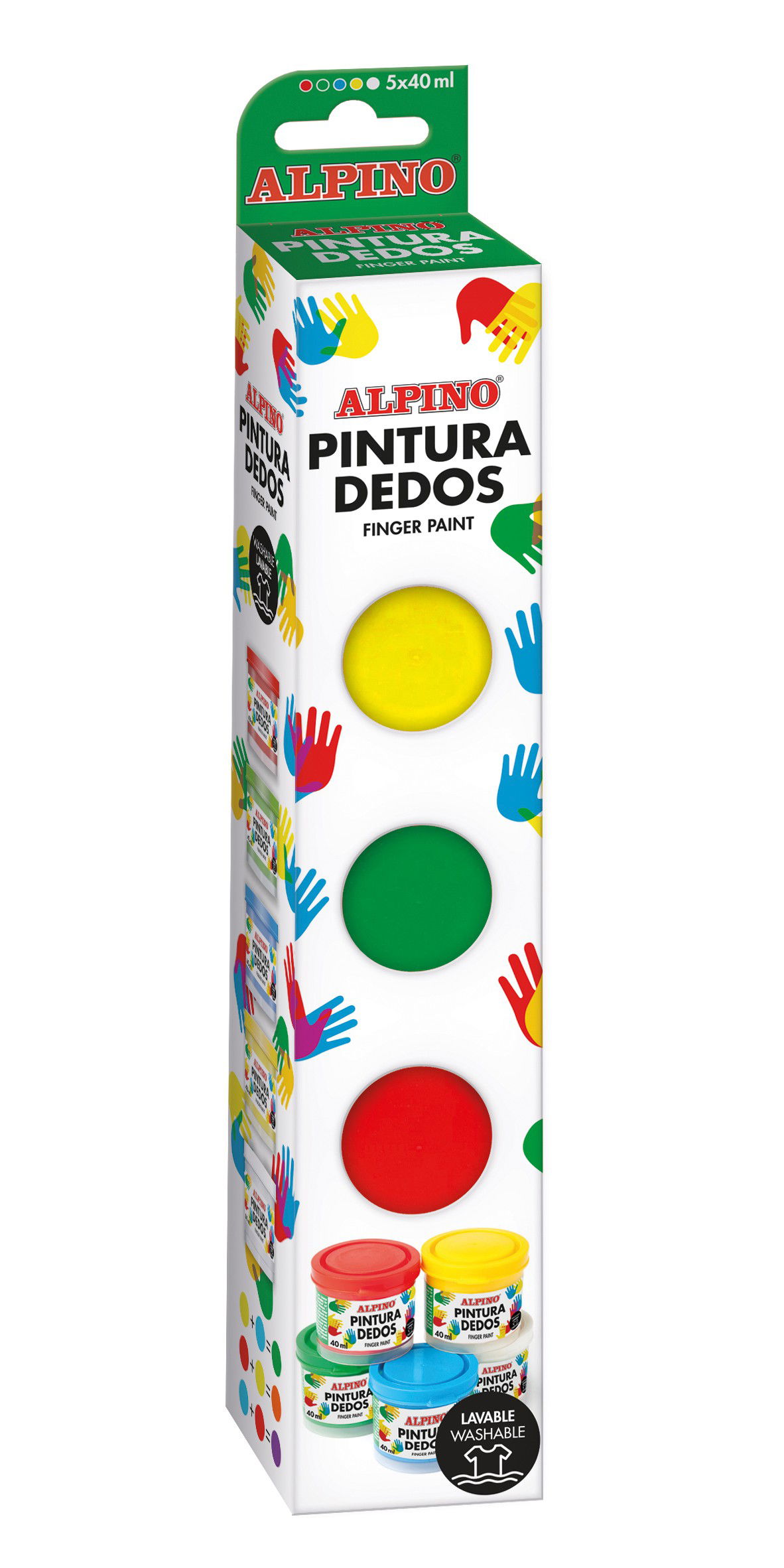 Dažai piešti pirštais ALPINO Pintura dedos 5 x  40ml