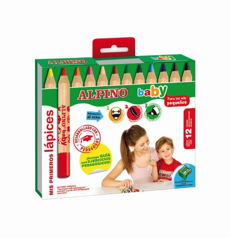 Spalvoti pieštukai ALPINO Baby, 12 spalvų