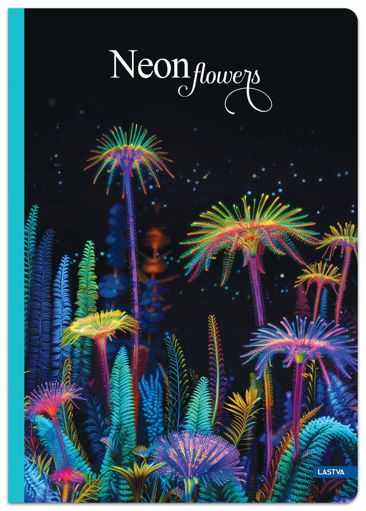 Knyga-sąsiuvinis A5 96lap 70g linija NEON FLOWERS