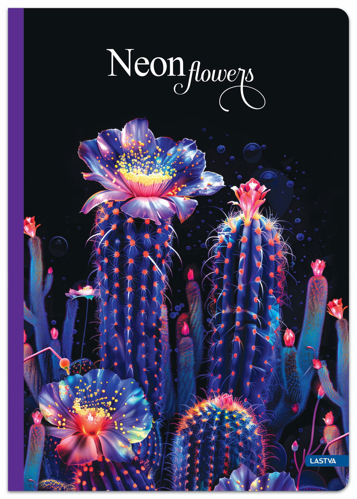 Knyga-sąsiuvinis A4 96lap 70g langeliai NEON FLOWERS
