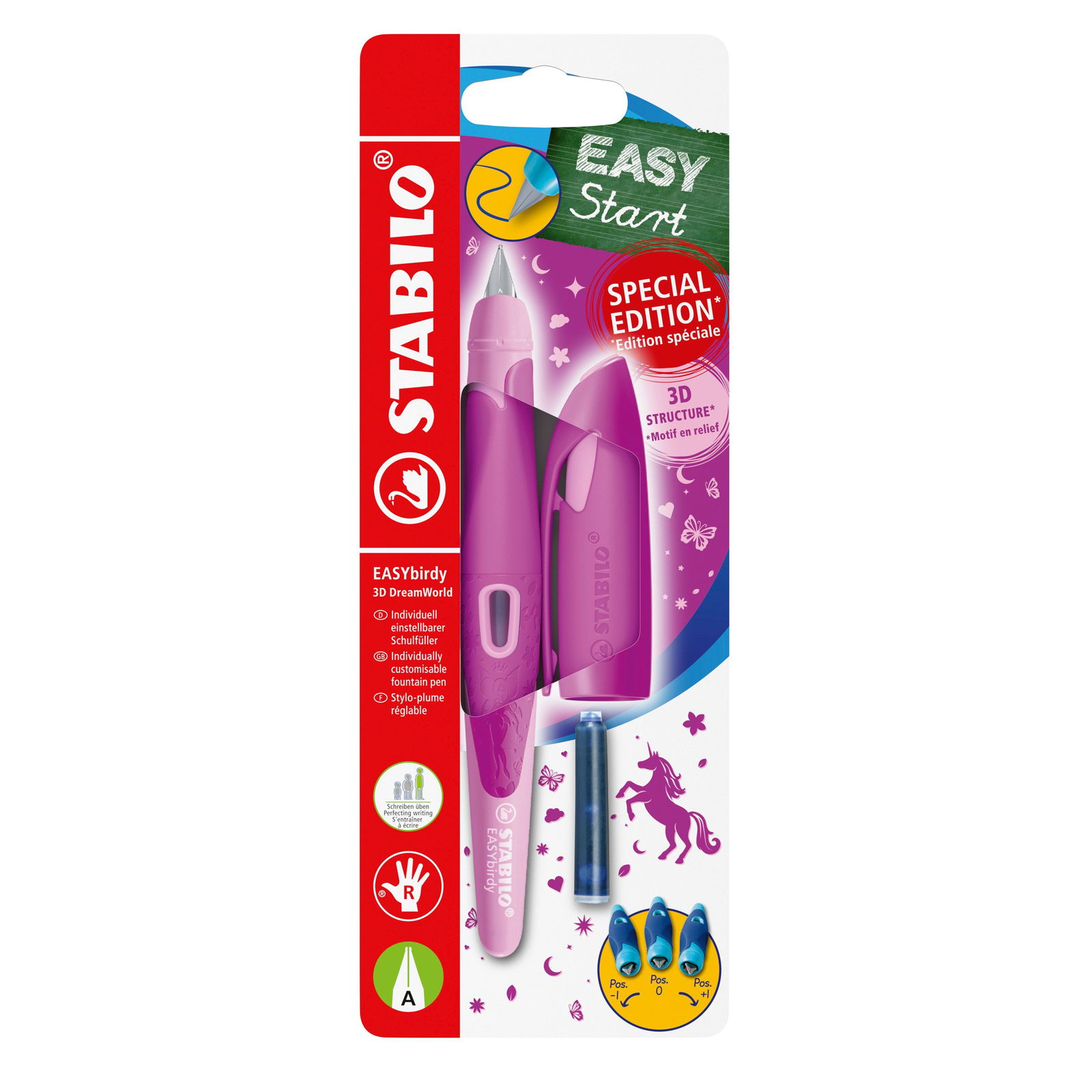 Plunksnakotis EASYbirdy 3D DreamWorld R nib A, rausvas