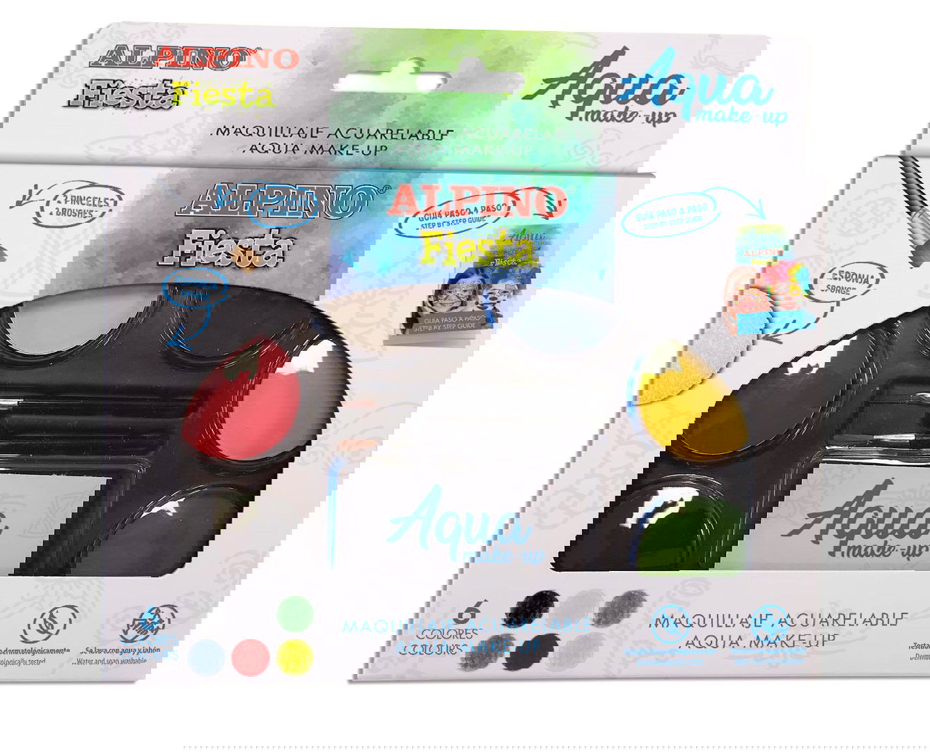 Dažai grimui ALPINO Fiesta AQUA 6sp+ 2 teptukai