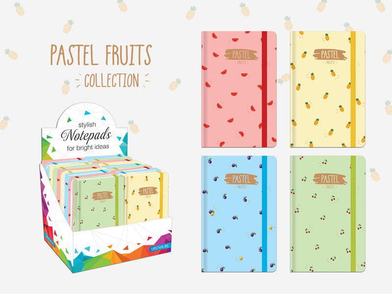 Užrašų knygutė PASTEL FRUITS, A6, 96 lapų, 70 g, langeliais