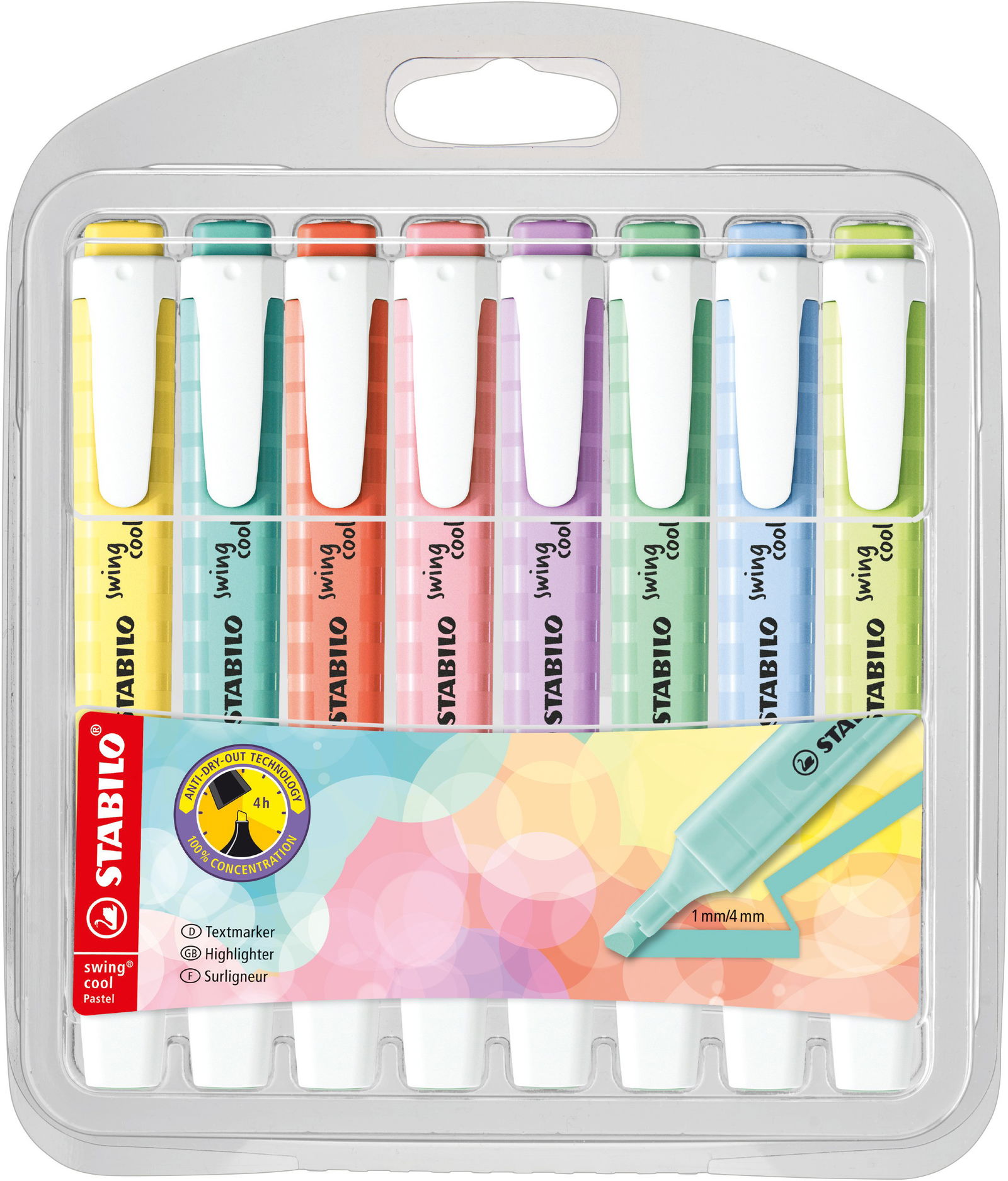 Teksto žymeklių rinkinys Stabilo SWING COOL pastel 8 vnt.