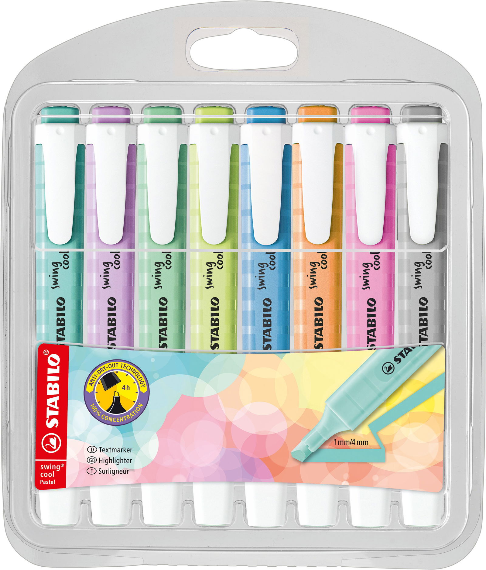 Teksto žymeklių rinkinys Stabilo SWING COOL pastel 8 vnt.