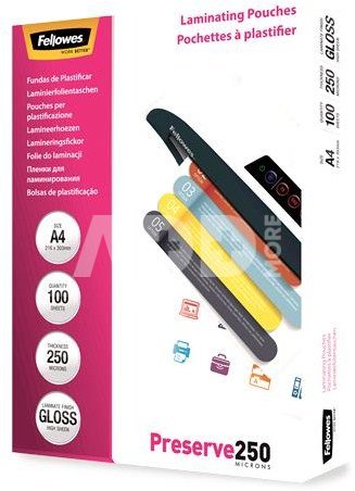 Fellowes A4 Glossy 250 Micron Laminating Pouch - 100 pack