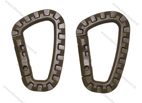 Plastikinis D-formos rudas karabinas 7 mm x 8.5 cm .