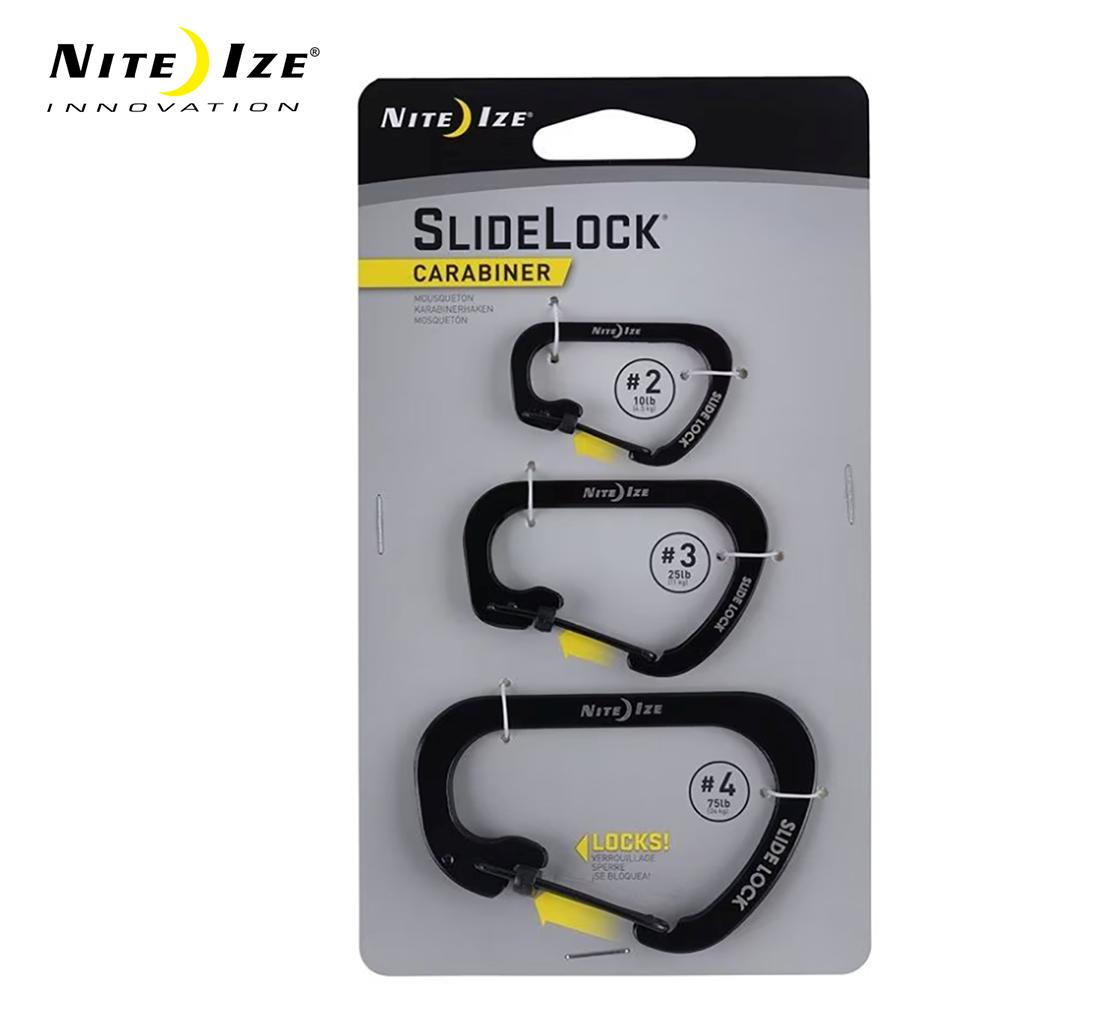 Nite Ize SlideLock karabinų rinkinys 3 vnt. juodas MLP išsiuntimas 9 d.