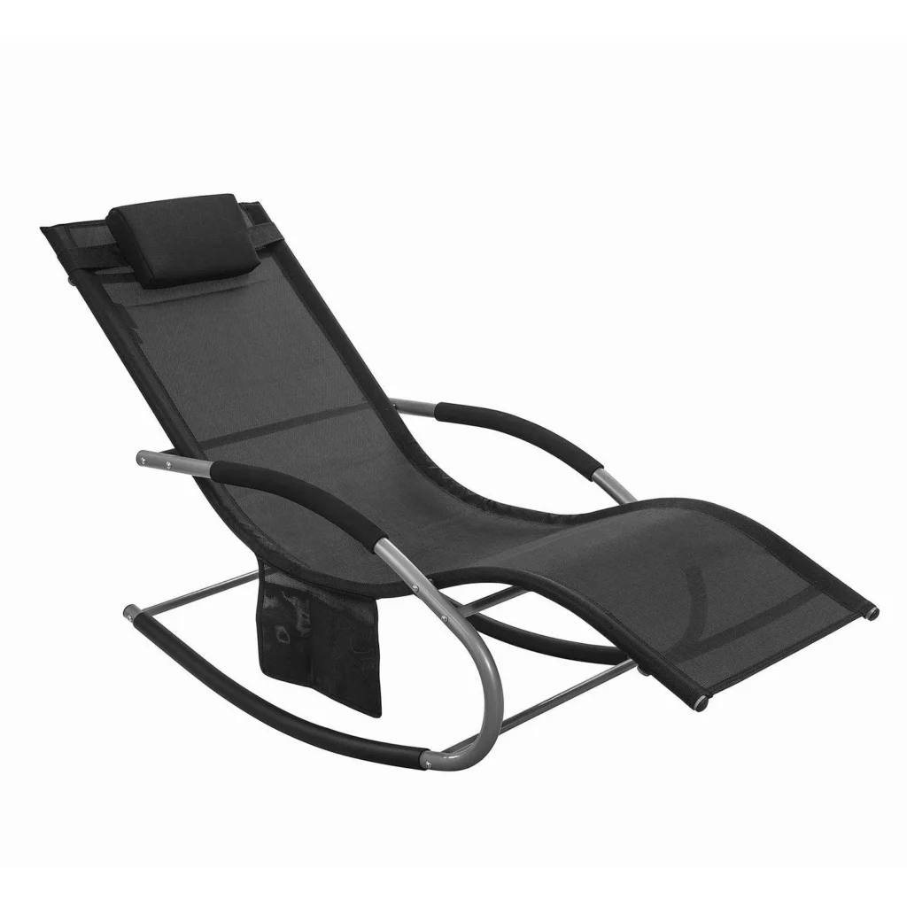 , supamasis krėslas, poilsio krėslas, lauko baldai, juodas, išbandytas 150 kg, OGS28-SCH