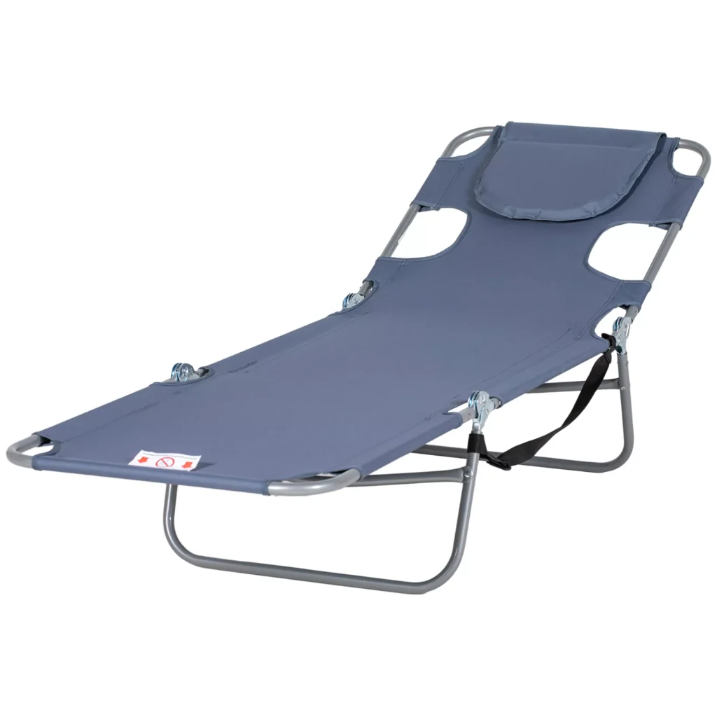Sulankstomas Sodo Gultas su Skaitymo Langeliu | 5 Padėtys | 120kg | Pilkas