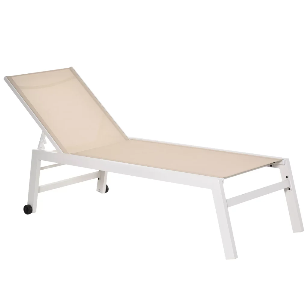 Lauko gultas su 5 pakopų reguliuojamu atlošu, kreminis 169x65x102cm