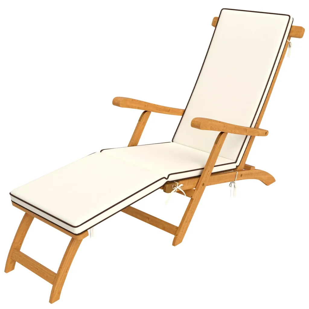 Outsunny sulankstomas medinis sodo krėslas su kojų atrama, čiužiniu, ergonomiškas gultas, atsparus oro sąlygoms kempingo krėslas, sodo kėdė iki 160 kg, skirta sodui, atostogoms, laukui, paplūdimiui, baseinui, tikmedis