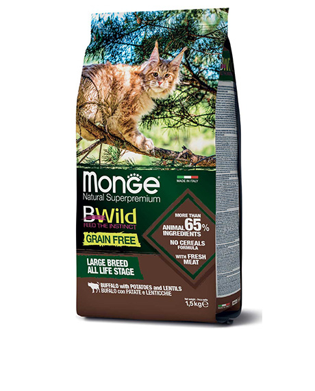 Monge BWild Large Breed maistas katėms su buivoliena : Pakuotė - 1.5 kg