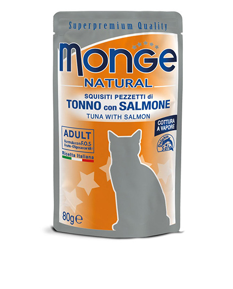 Monge Natural konservai katėms su tunu ir lašiša, 12x80 g