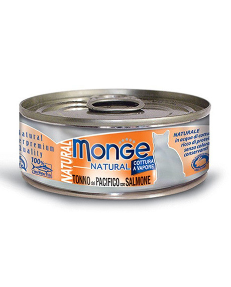 Monge Natural konservai katėms su tunu ir lašiša, 12x80 g