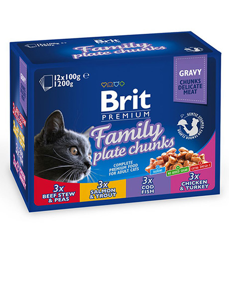 Brit Premium Cat konservai katėms Family Plate, 12x100 g