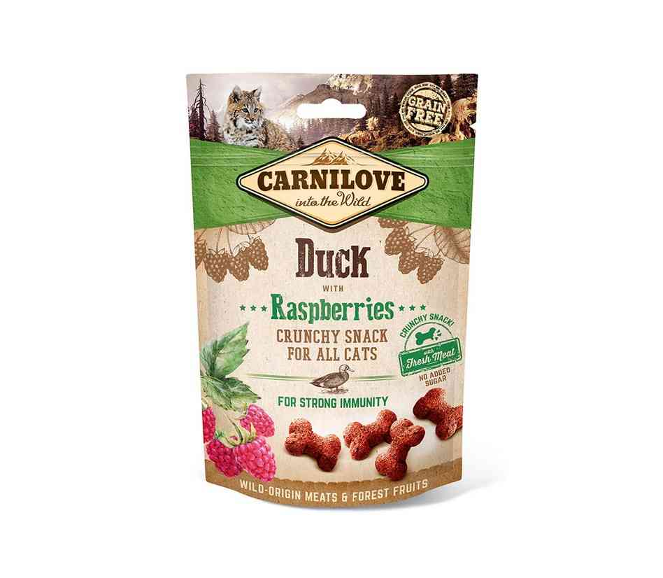 Carnilove Duck with Raspberries skanėstas katėms su antiena ir avietėmis 50g