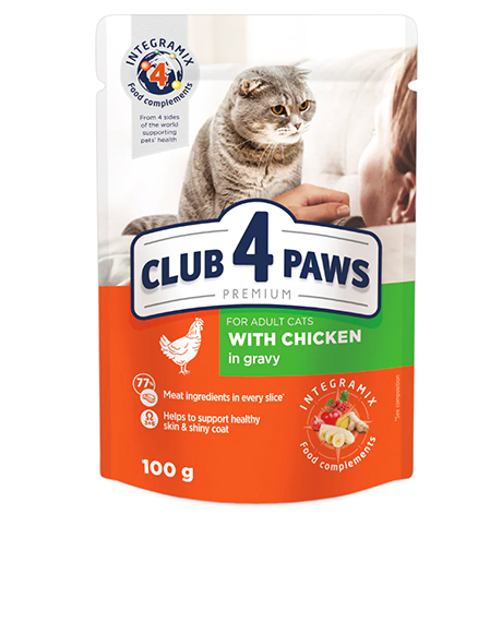 Club 4 Paws konservai katėms su vištiena padaže, 100 g