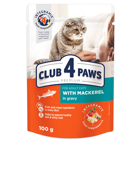 Club 4 Paws konservai katėms su skumbre padaže, 100 g