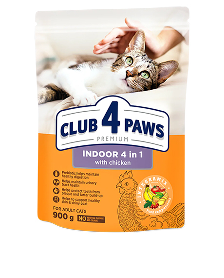 Club 4 Paws Indoor 4 in 1 sausas maistas katėms : Pakuotė - 2 kg