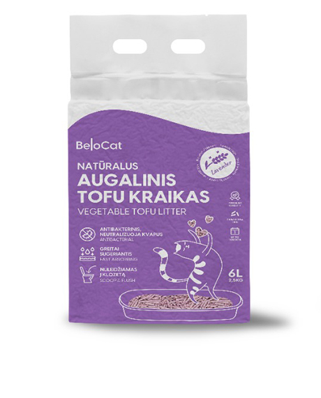 Tofu kraikas katėms levandų kvapo, 6 l