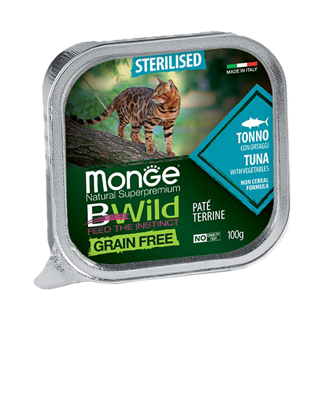 Monge BWild Sterilised konservai katėms su tunu, 100 g