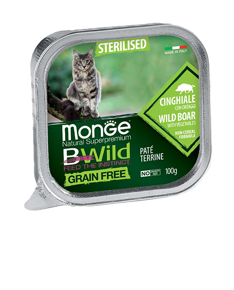 Monge BWild Sterilised konservai katėms su šerniena, 100 g