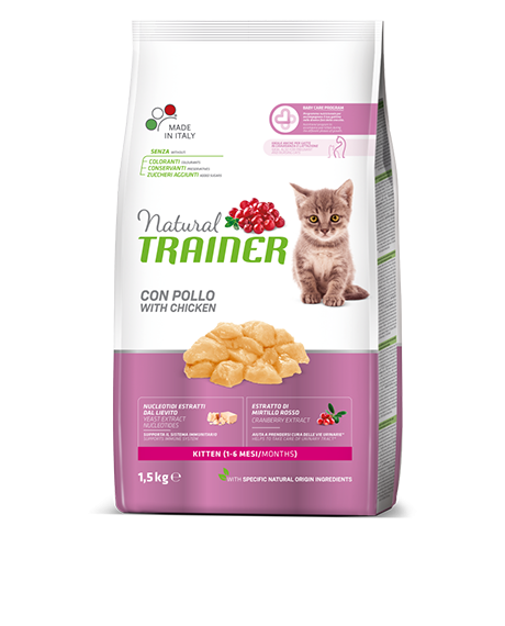 Natural Trainer Kitten sausas maistas kačiukams su vištiena, 1,5 kg