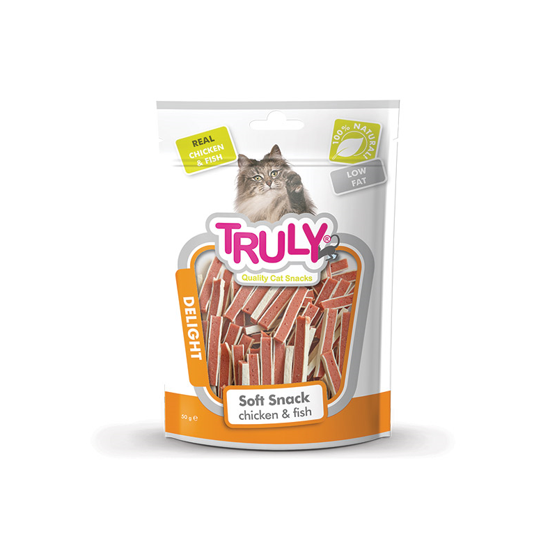Truly Soft Snack skanėstai katėms su vištiena ir žuvimi 12x50 g